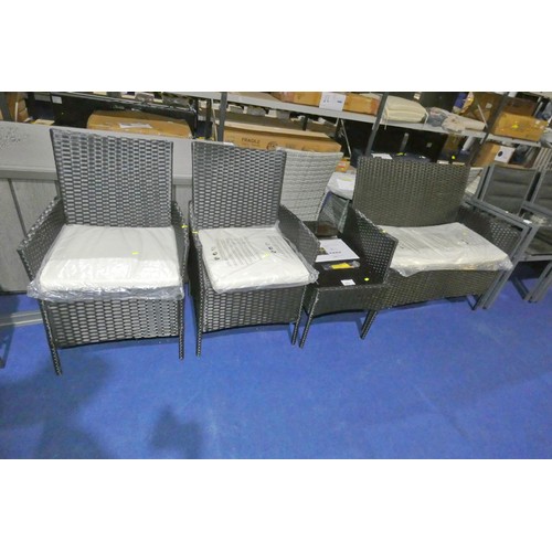 602 - A Schmier 4 person polyrattan outdoor seating group with cushions comprising 2 x chairs, 1 x sofa an... 