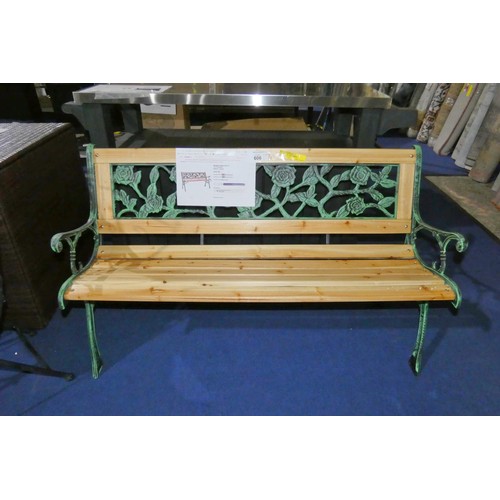 606 - 1 x wood / metal / plastic rose design garden bench RRP £185