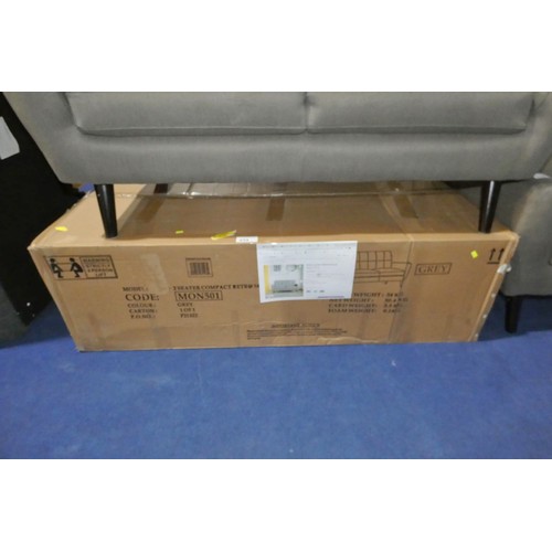 634 - A Bostrom 2 seater grey upholstered sofa RRP £329 - Boxed and requires assembly