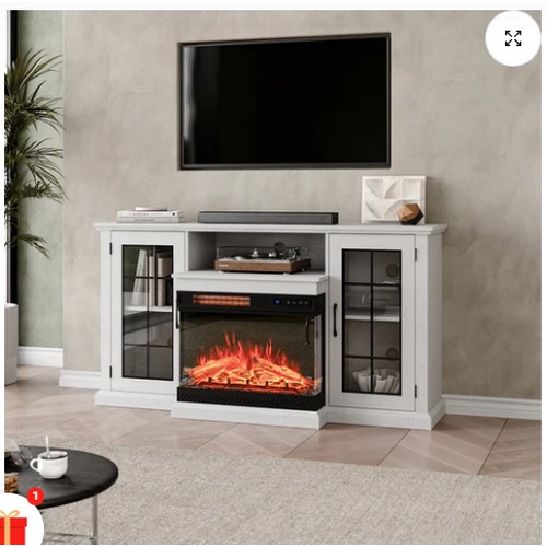 518 - 1 x Warmhomie 3-sided electric fireplace TV stand with glass door storage RRP £560. Boxed and requir... 