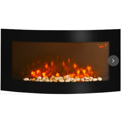 501 - 1 x Homcom LED wall mounted electric fire with curved glass front approx 89.2 x 48cm RRP £127