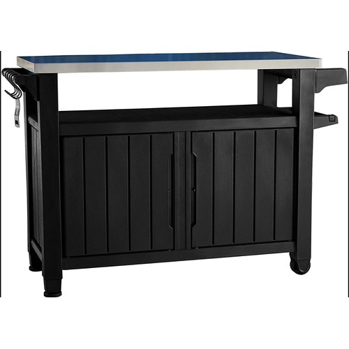 581 - A Keter Utility XL outdoor kitchen cart / BBQ table with storage RRP £379