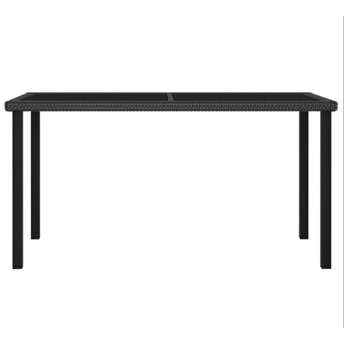 596 - 1 x Adhil polyrattan / black glass garden dining table approx 140 x 70cm RRP £162