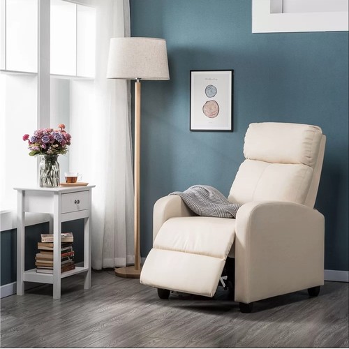 609 - 1 x Allijah faux leather manual recliner chair RRP £129. Please note that this chair has tape glue m... 