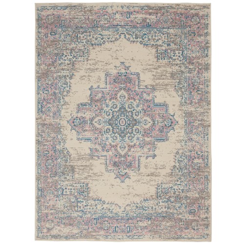 523 - 1 x Persephone Persian machine woven ivory / pink / blue rug approx 183 x 274cm RRP £89