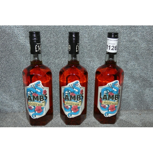 1126 - 3 x bottles of 70cl lambs spiced rum