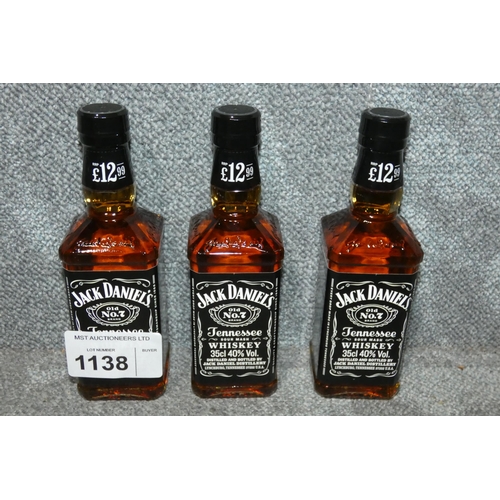 1138 - 3 x bottles of Jack Daniels whisky 35cl