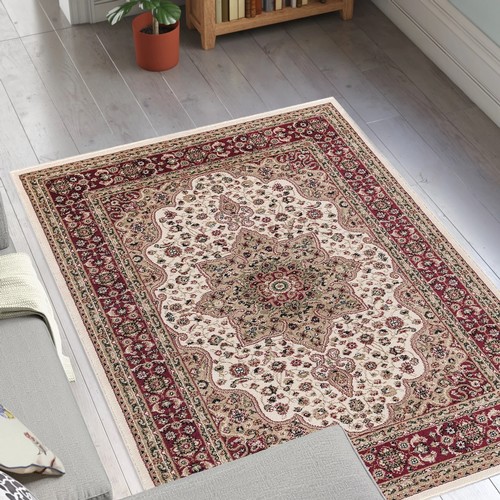 529 - 1 x Albers Persian machine woven cream / red area rug approx 280 x 380cm RRP £175