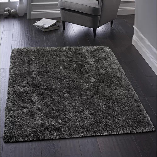 533 - 1 x Jimenez solid colour hand woven charcoal area rug approx 160 x 230cm RRP £166