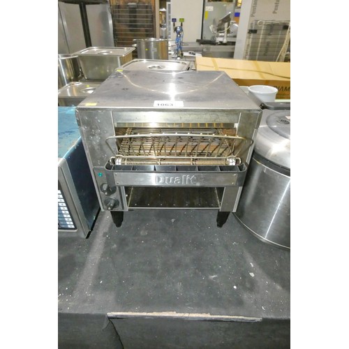 1063 - A commercial stainless steel conveyor toaster by Dualit - trade. Tested Working