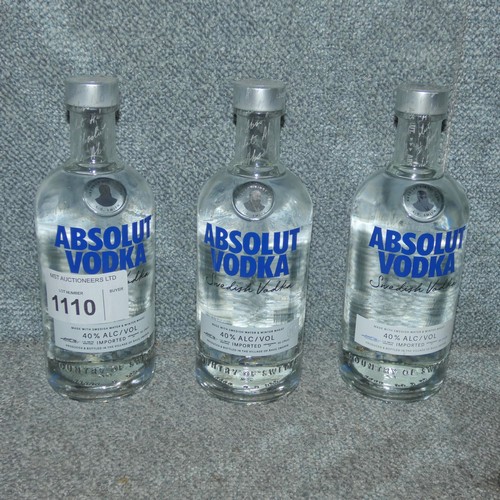 1110 - 3 x 700ml bottles of Absolute Vodka