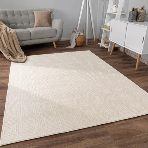 552 - 1 x Kysorville geometric machine woven beige area rug approx 160 x 220 cm RRP £111