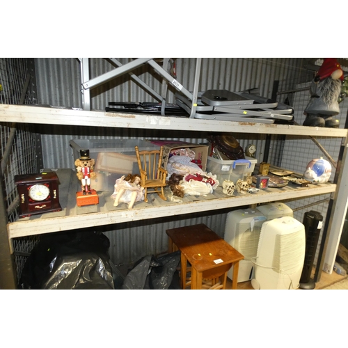 2312 - A quantity of various items including dolls, clocks etc, contents of 1 shelf