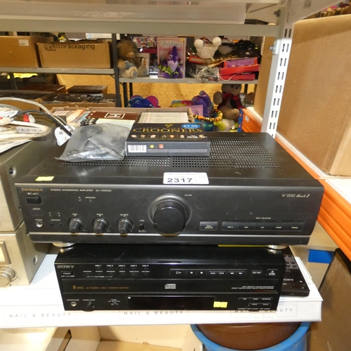 2317 - 2 x stereo separates, 1 Sony 5 CD multi Changer CDFc325m & a Technics amplifier type v500mkII untest... 