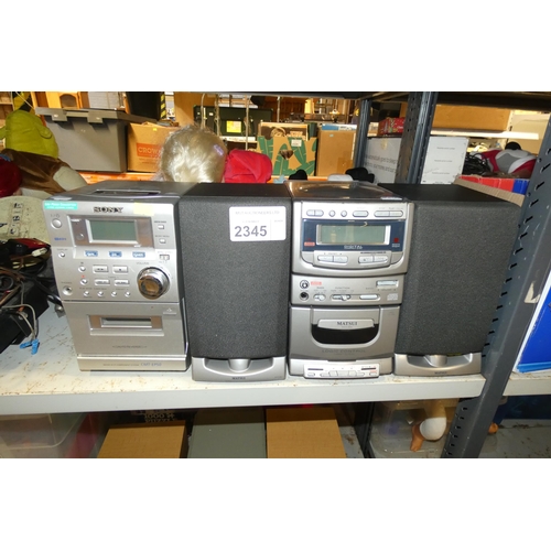 2345 - A Sony stereo system and a Matsui stereo system, one set of speakers - trade