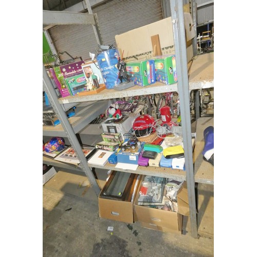 2133 - A quantity of various household items including games, a pair of 240v powered speakers, a ceiling fa... 