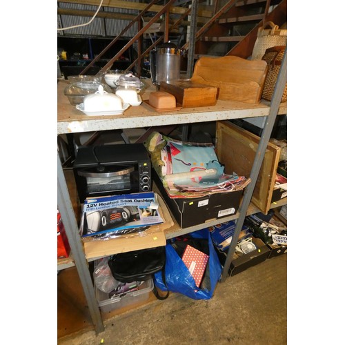 2141 - A quantity of various household items including a Cookworks microwave 240v, soft toys, bags, shoes, ... 