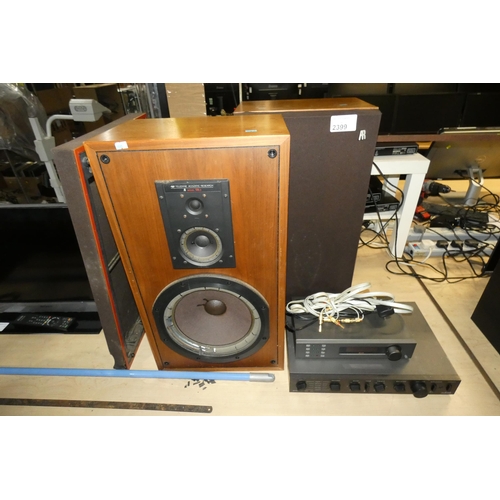 2399 - A pair of Teledyne acoustic research speakers, type 58ls, in need of repair, an Audiolab amplifier &... 