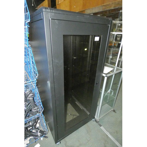 2360 - A large black rack mount server cabinet approx 80x80x172cm