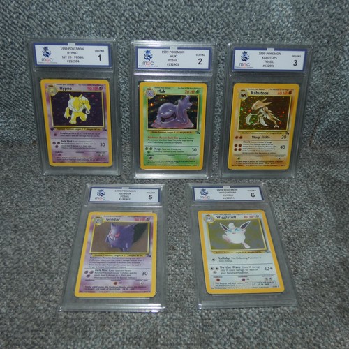 5 x graded jungle Pokémon trading cards: 8. 1st Edition Hypno