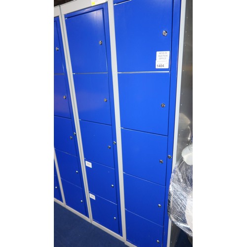 1404 - 2 x blue / grey metal five door personnel lockers each approx 38 x 45 x 197cm (at rear) - each locke... 