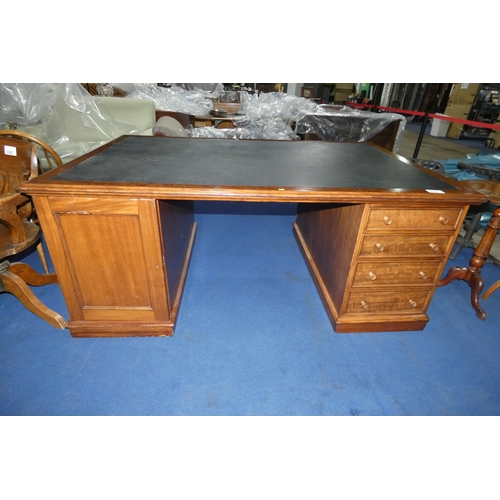 3381 - A large Victorian mahogany rectangular top partner's pedestal desk with 8 side drawers to one side a... 