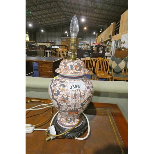 3396 - A blue and red floral patterned Chinese style table lamp