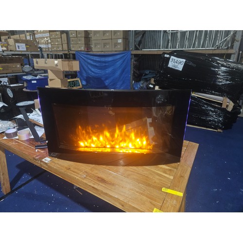 501 - 1 x Homcom LED wall mounted electric fire with curved glass front approx 89.2 x 48cm RRP £127