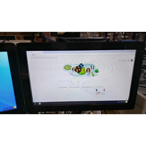 2396 - A Chromebook PC by Samsung with 2 touchscreen monitors on a central stand - comes with all cables ke... 