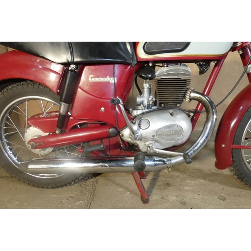 203 - James Commodore 250 single cylinder 2 stroke motorcycle, maroon, Reg 134 SVT, 1st registered 24/05/1... 
