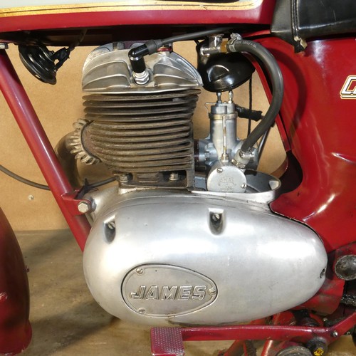 203 - James Commodore 250 single cylinder 2 stroke motorcycle, maroon, Reg 134 SVT, 1st registered 24/05/1... 