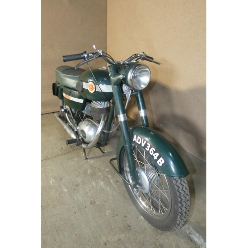 205 - Francis Barnett 197cc single cylinder 2 stroke Motorcycle in Green, Reg ADV 364B, 01/09/1964, MoT ex... 