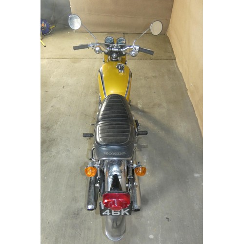 209 - Honda 250 twin Motorcycle in Gold, Reg HMT 46K, 08/09/1971, Vin 4010789, MoT exempt, Mileage 11, 363... 