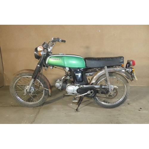 210 - Honda SS 50cc Motorcycle, Green, Reg MTD 953R, 01/08/1978, MoT exempt, Mileage 19,524 MILES, V5 pres... 