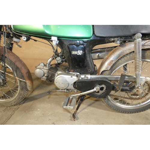 210 - Honda SS 50cc Motorcycle, Green, Reg MTD 953R, 01/08/1978, MoT exempt, Mileage 19,524 MILES, V5 pres... 