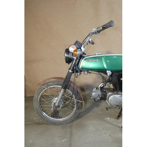 210 - Honda SS 50cc Motorcycle, Green, Reg MTD 953R, 01/08/1978, MoT exempt, Mileage 19,524 MILES, V5 pres... 