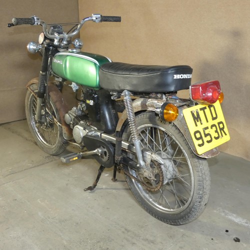 210 - Honda SS 50cc Motorcycle, Green, Reg MTD 953R, 01/08/1978, MoT exempt, Mileage 19,524 MILES, V5 pres... 