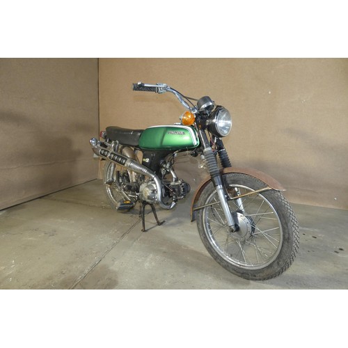 210 - Honda SS 50cc Motorcycle, Green, Reg MTD 953R, 01/08/1978, MoT exempt, Mileage 19,524 MILES, V5 pres... 