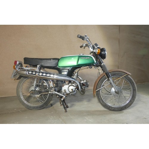 210 - Honda SS 50cc Motorcycle, Green, Reg MTD 953R, 01/08/1978, MoT exempt, Mileage 19,524 MILES, V5 pres... 