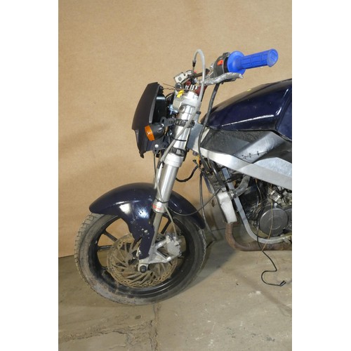 216 - Derbi GPR 50 motorcycle, spares or repair, incomplete, does not start run, or drive.  black, Reg: BV... 