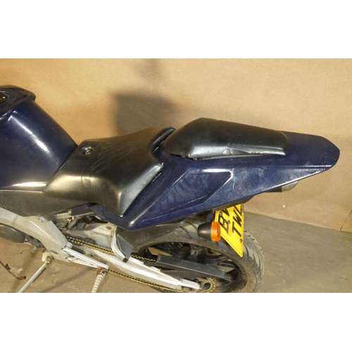 216 - Derbi GPR 50 motorcycle, spares or repair, incomplete, does not start run, or drive.  black, Reg: BV... 