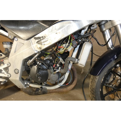 216 - Derbi GPR 50 motorcycle, spares or repair, incomplete, does not start run, or drive.  black, Reg: BV... 