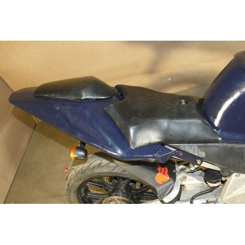 216 - Derbi GPR 50 motorcycle, spares or repair, incomplete, does not start run, or drive.  black, Reg: BV... 