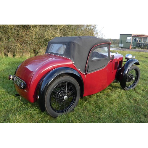 152 - Austin 7 Type 65 Sports 1934, reg WP 6465, originally registered 18/06/1934, Re-registered 22/05/197... 