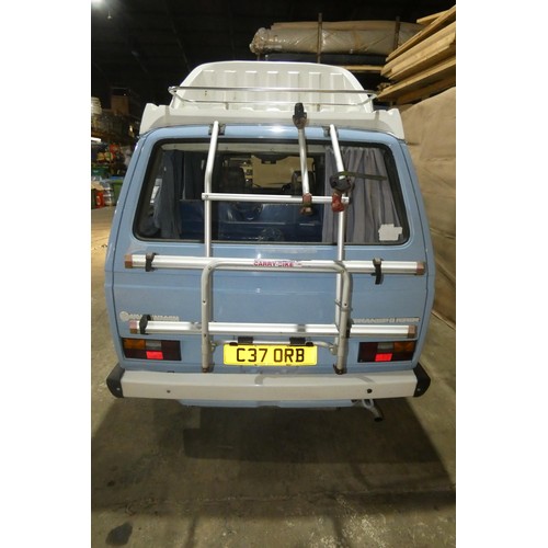 155 - Volkswagen Caravelle Motor Caravan, Karisma Conversion, Lux 2 berth Hi-top, light Blue , Reg. C37 OR... 