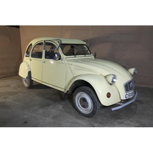 156 - Citroen 2 CV6 Special 4 dr saloon, yellow, Reg C918 ULU, 1st reg 18/12/1985, manual petrol 602cc, Mo... 