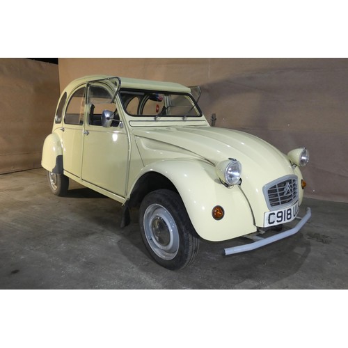 156 - Citroen 2 CV6 Special 4 dr saloon, yellow, Reg C918 ULU, 1st reg 18/12/1985, manual petrol 602cc, Mo... 