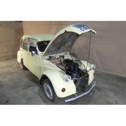 156 - Citroen 2 CV6 Special 4 dr saloon, yellow, Reg C918 ULU, 1st reg 18/12/1985, manual petrol 602cc, Mo... 