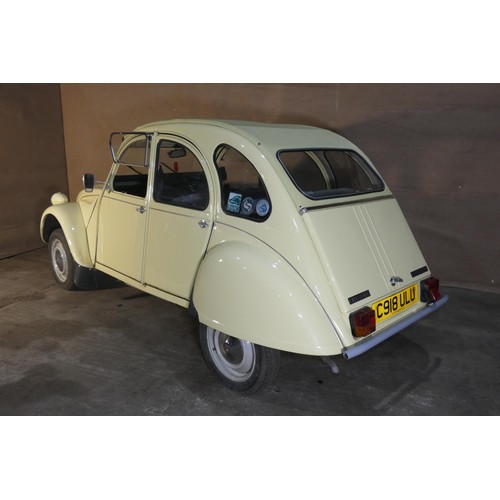 156 - Citroen 2 CV6 Special 4 dr saloon, yellow, Reg C918 ULU, 1st reg 18/12/1985, manual petrol 602cc, Mo... 