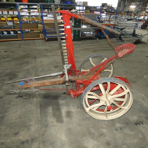 87 - A vintage horse drawn finger bar mower by A. C. Bamlett Ltd